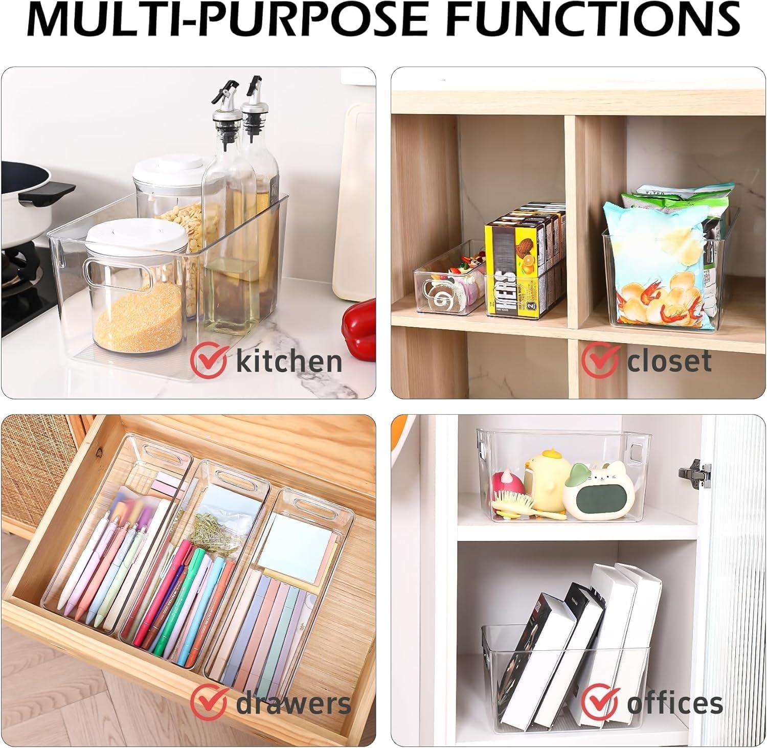Thumbnail 2 de SKTKSE Clear Plastic Storage Bins 8 Pack – Pantry & Refrigerator Organizers