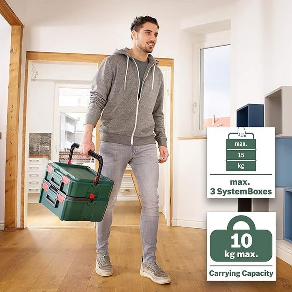 Detalle 2 de Bosch 1600A01SR4 SystemBox M – walizka narzędziowa, 8 przegródek, 10 l