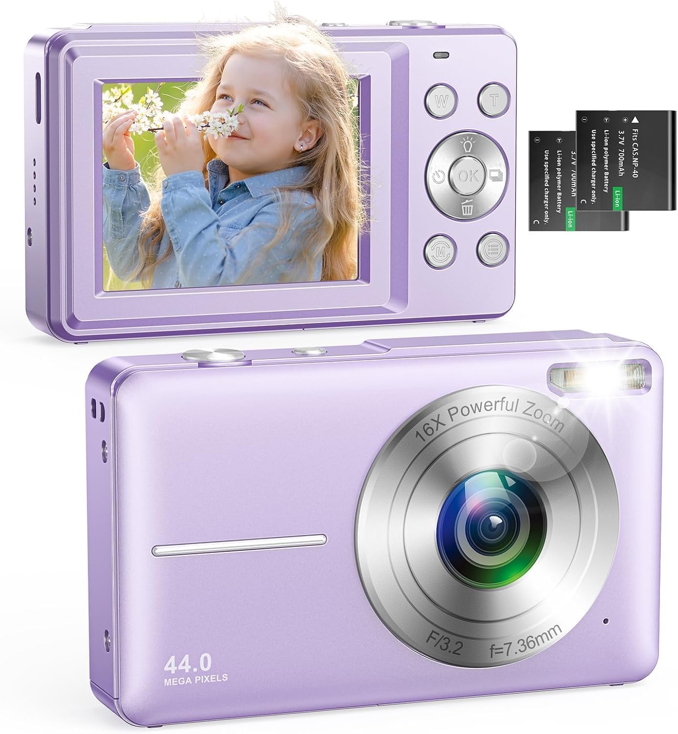 Detalle de Digitalkamera 1080P 44MP Fotoapparat von Zostuic – kompakte Vlogging-Kamera für Kinder, Teenager und Anfänger
