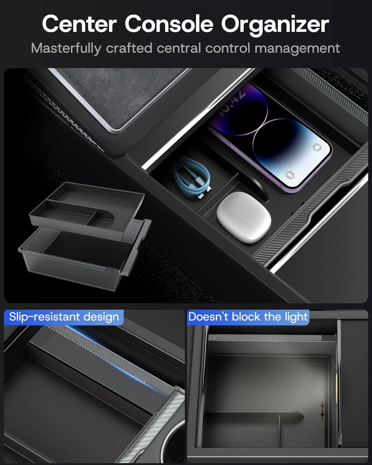 Detalle de Center Console Organizer Tray for Tesla Model Y Juniper 2025