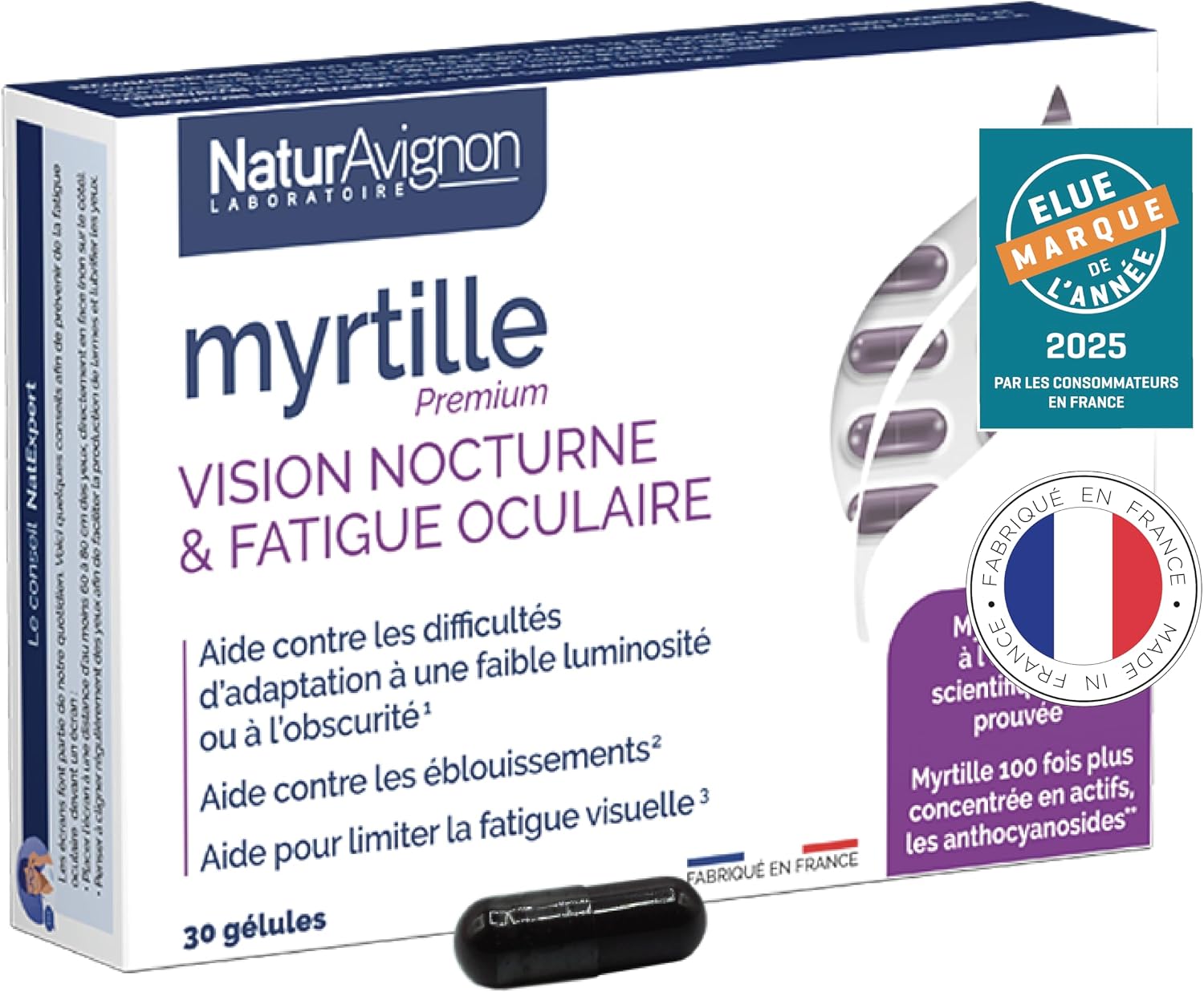 Detalle de NaturAvignon Myrtille, complément pour la vision nocturne ⚡