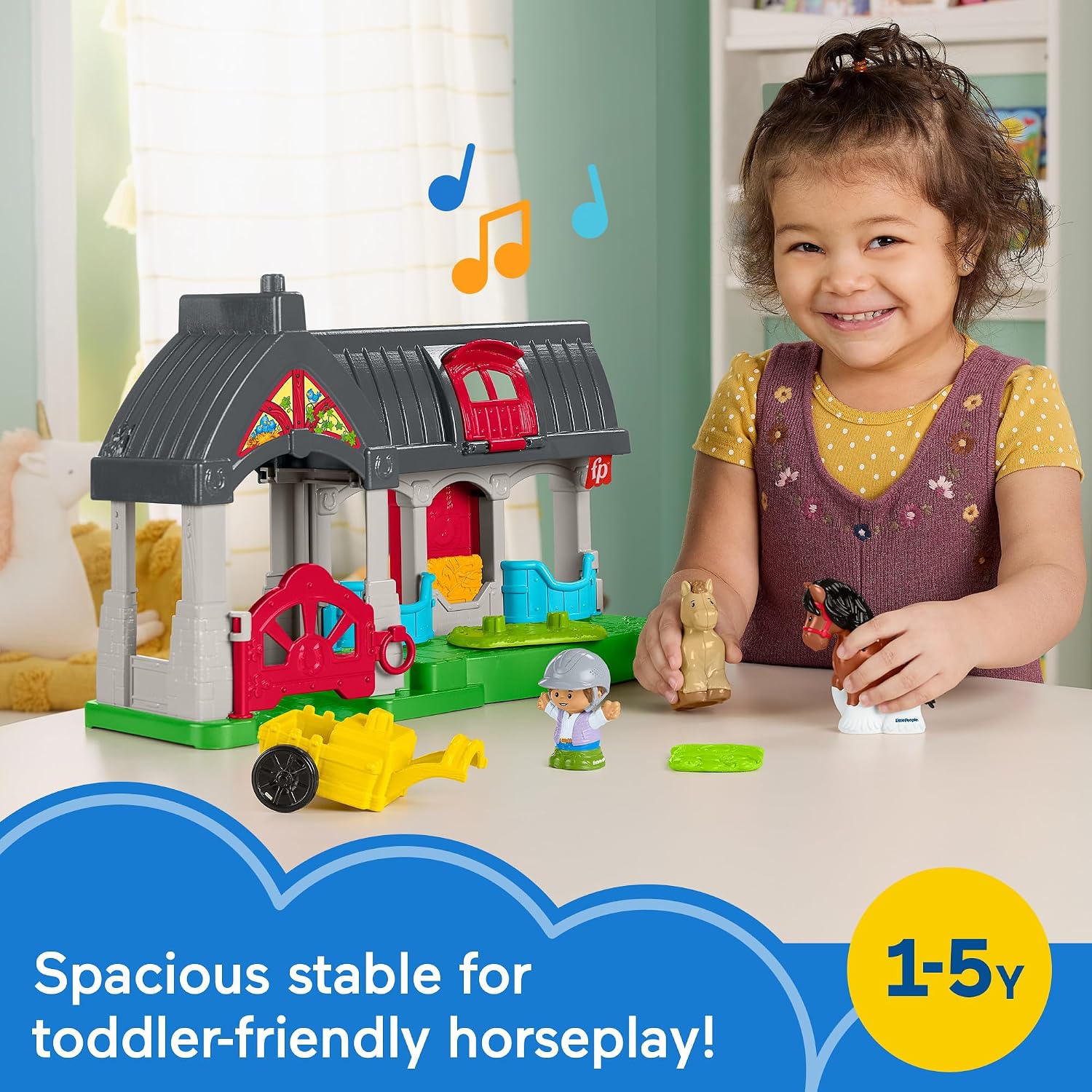 Detalle 2 de Fisher-Price Little People Friendly Horses Stable Playset (HWR84)