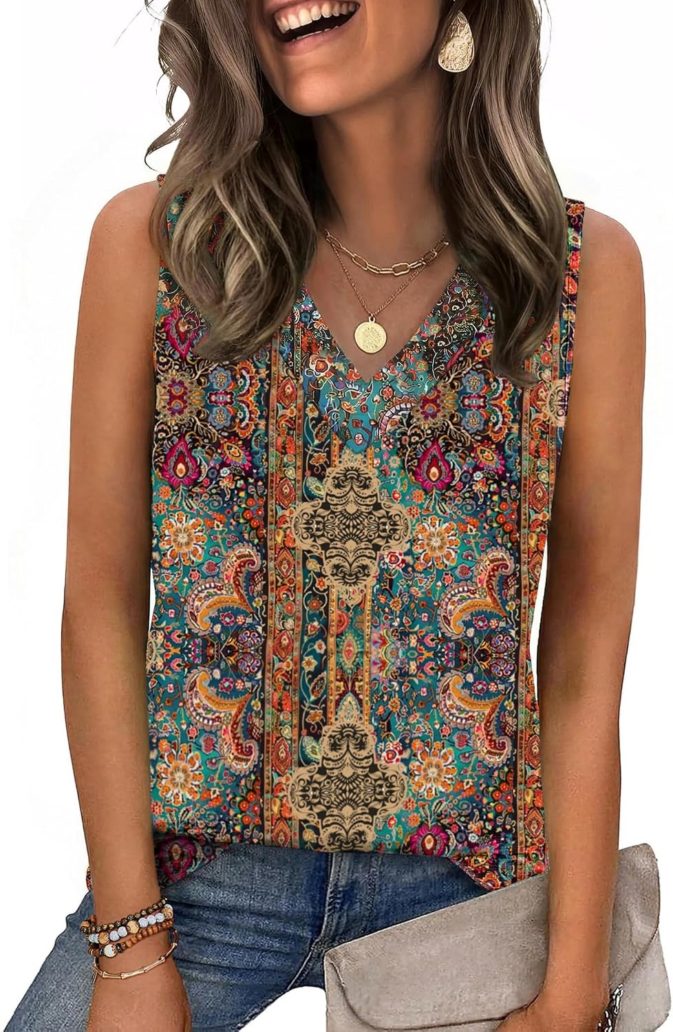 Thumbnail 5 de Zeagoo Damen Sommer Tank Top mit V-Ausschnitt – Ärmellos, Basic, Vielseitig (S–2XL)