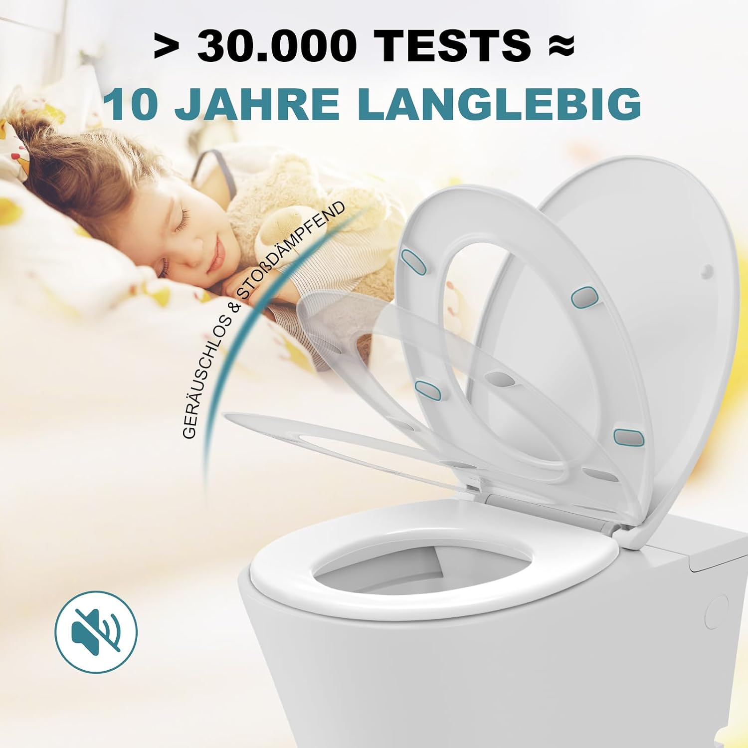 Detalle 2 de MEEJEE Toilettendeckel mit Absenkautomatik Oval