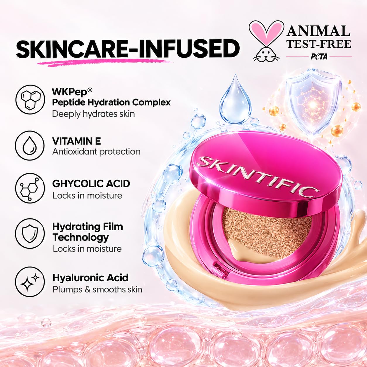 Detalle 2 de SKINTIFIC Cover Glow Perfect Cushion Foundation #02 Ivory — natural radiant cushion foundation for dry & combination skin
