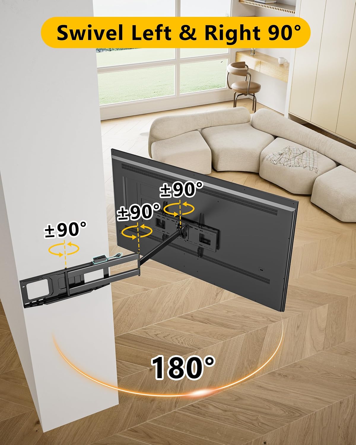 Detalle de 48'' Extension Extra Long Arm TV Wall Mount with Power Strip for 37-85 inch TVs