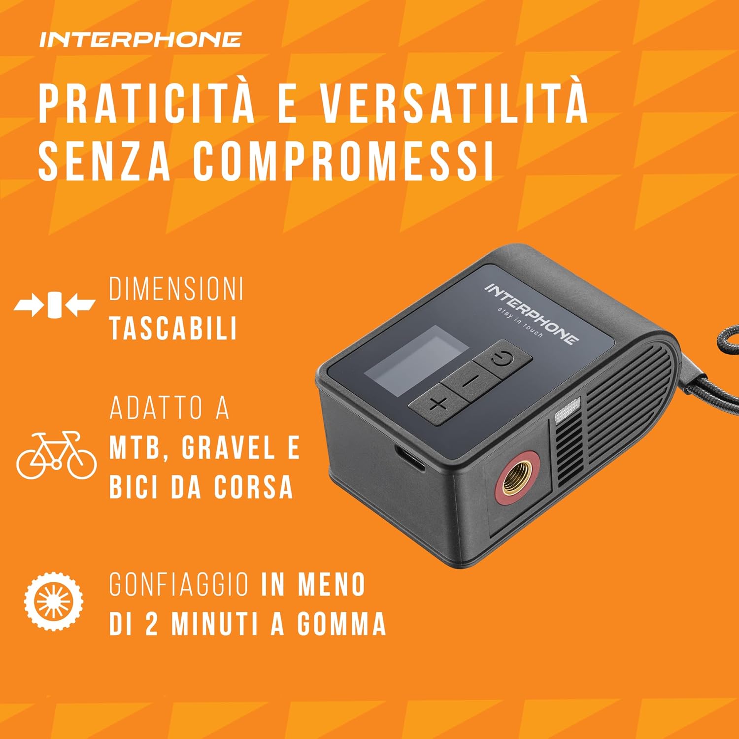 Detalle de Interphone Bike Air Pump mini – pompka rowerowa z podwójnym LCD i auto-stopem