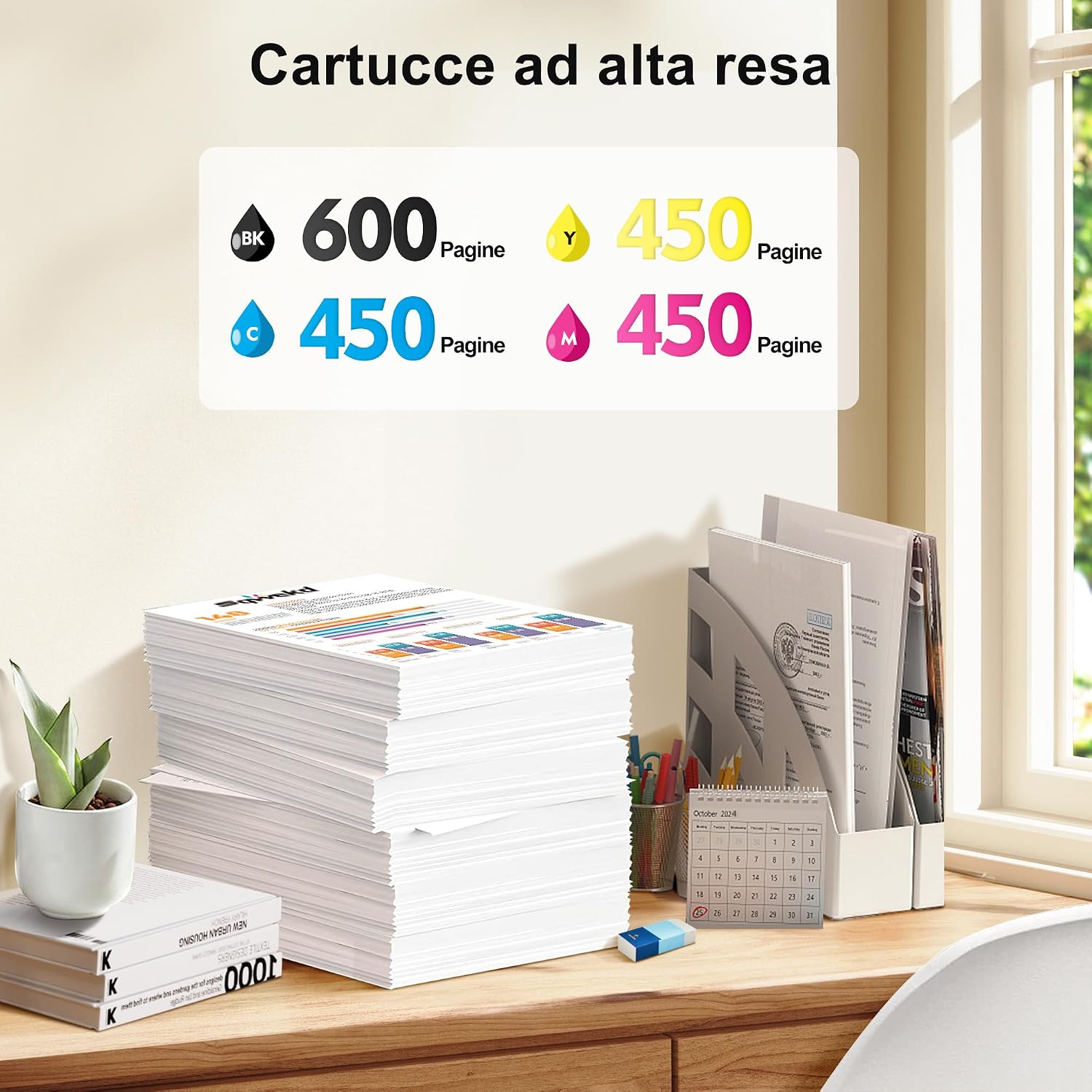Detalle de Sqwekd 4 pack compatibile Epson 603XL per Expression Home & WorkForce (Nero/Ciano/Magenta/Giallo)