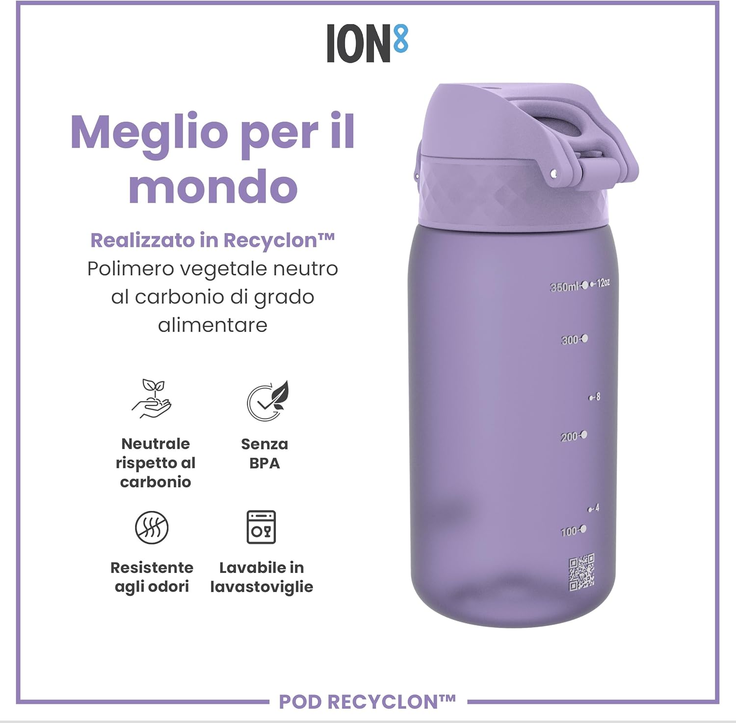 Detalle 2 de Ion8 Borraccia per Bambini 350 ml: a prova di perdite, facile da aprire e lavabile in lavastoviglie
