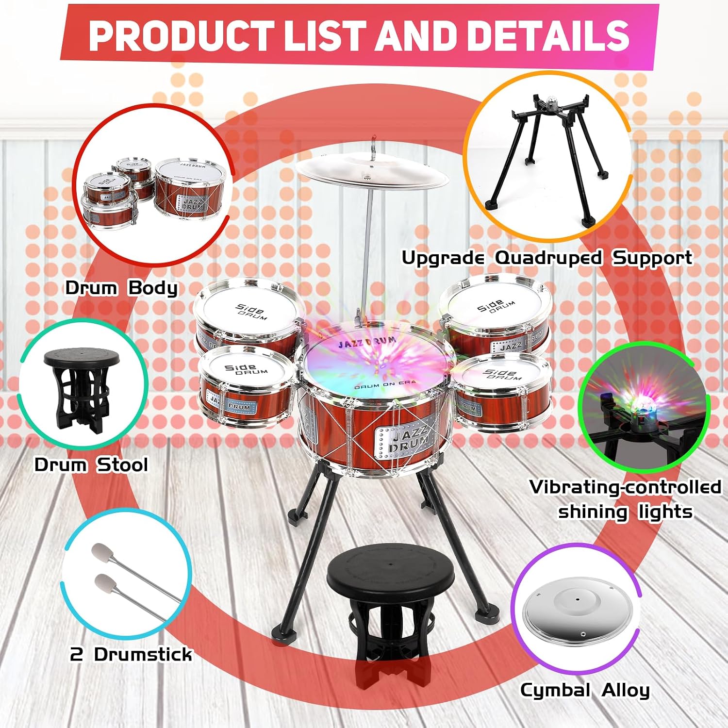 Thumbnail 2 de m zimoon Kids Drum Kit 5‑piece