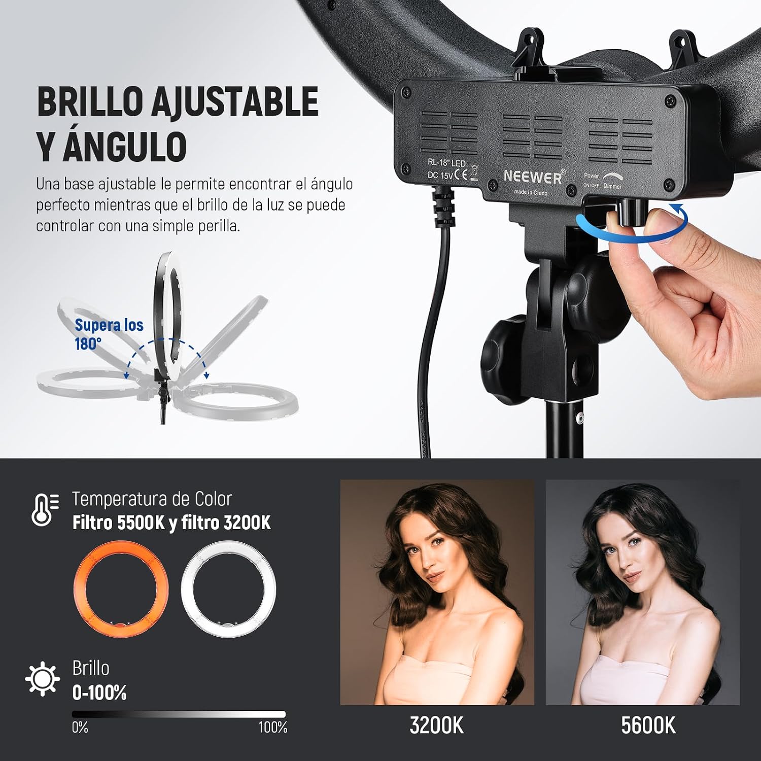 Thumbnail 3 de NEEWER RL-18 18-Inch LED Ring Light Kit, 55W 5600K with Stand