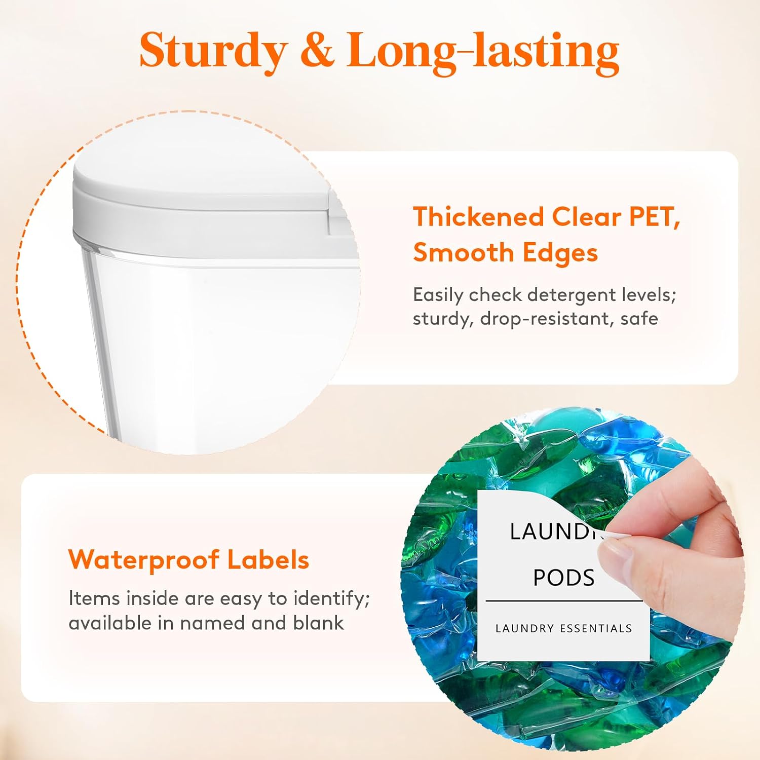 Detalle de Lifewit 24281 Laundry Detergent Storage Containers, 3-Pack with Labels