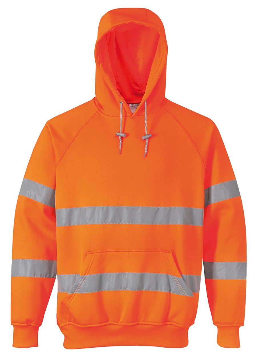 Detalle de Portwest B304 Hi Vis Hoodie Mens EN ISO 20471 Class 3 with Bio Motion Tape, 300g Polycotton, Orange (Size L)