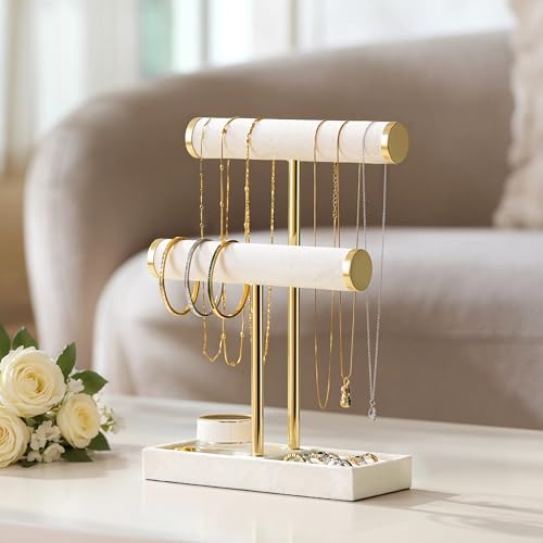 Thumbnail 7 de Josmimic Organizer per gioielli in velluto beige con struttura dorata
