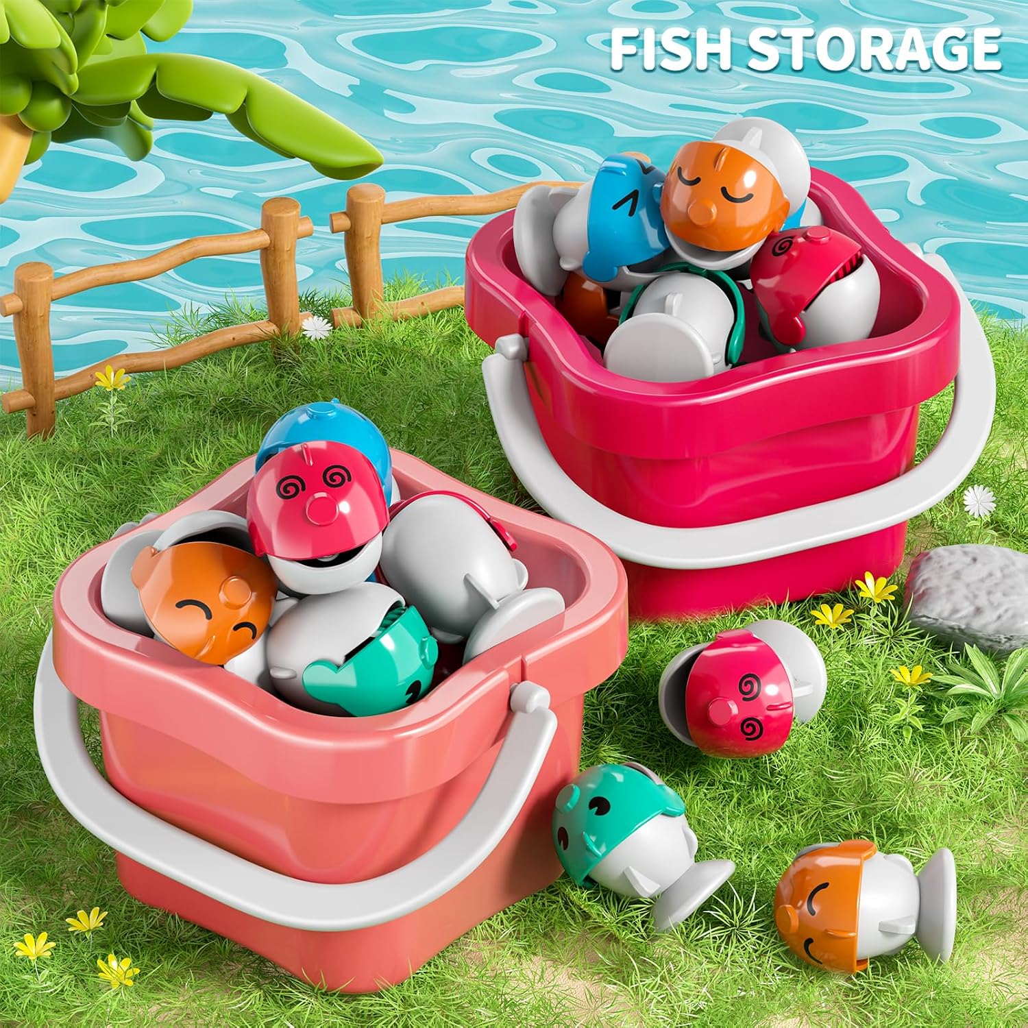Detalle de WATUDOU Magnetic Fishing Game 70 pcs 🎲