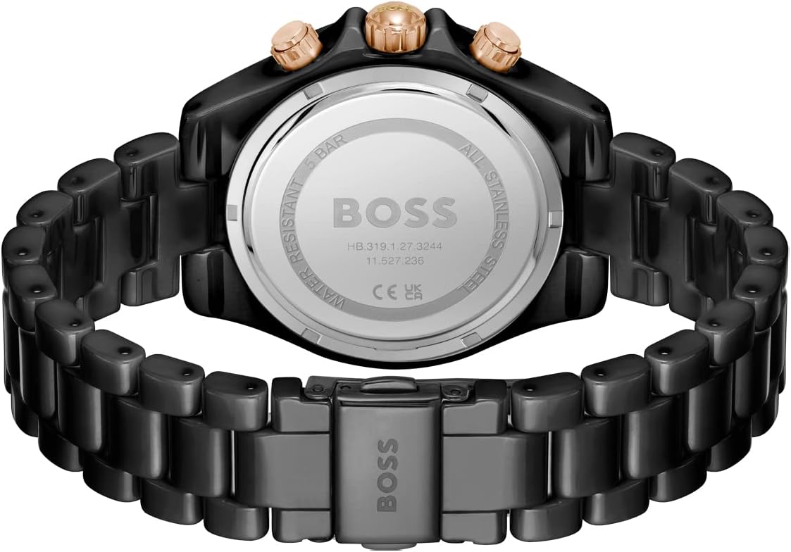 Detalle de BOSS orologio analogico multifunzione al quarzo da donna Novia con cinturino in acciaio o ceramica