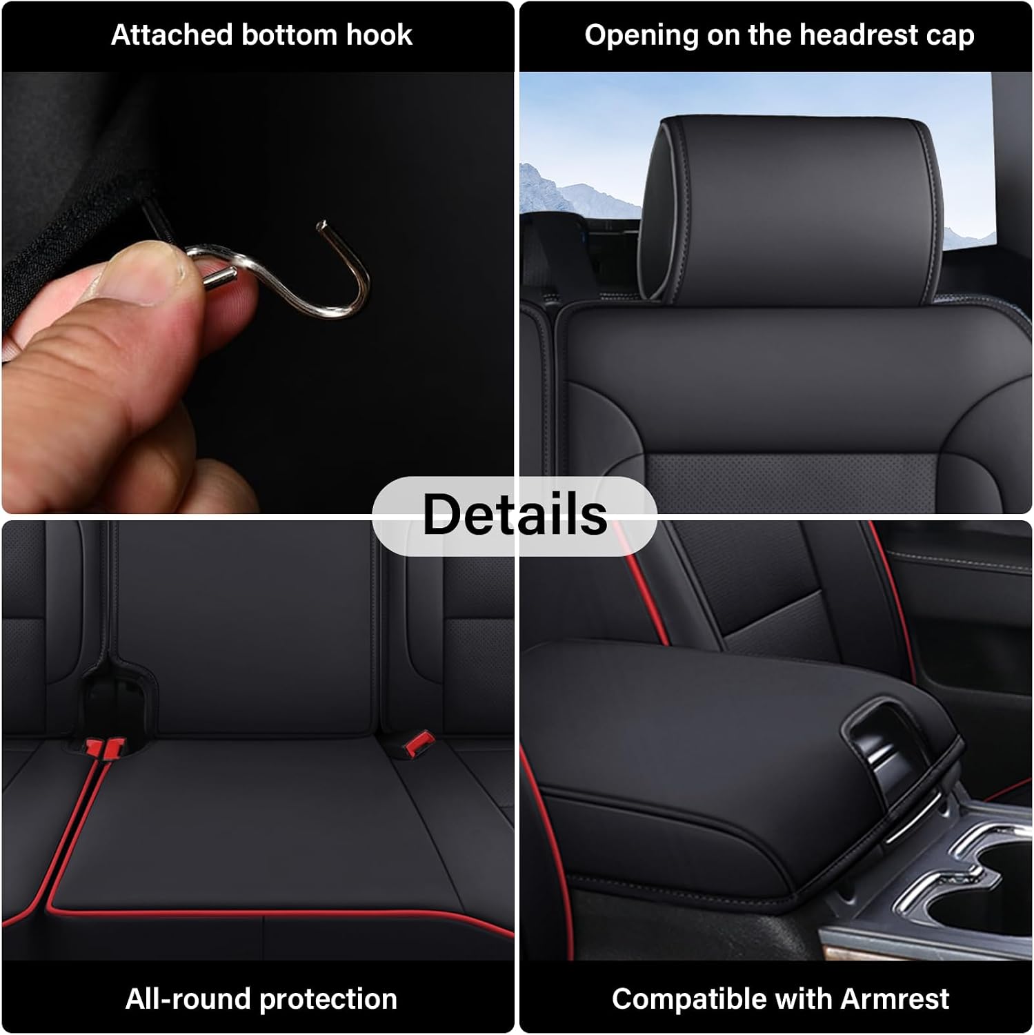 Detalle 1 de Coverado Chevy Silverado Seat Covers Full Set (Faux Leather) for 2014-2018 1500 & 2015-2019 2500HD/3500HD