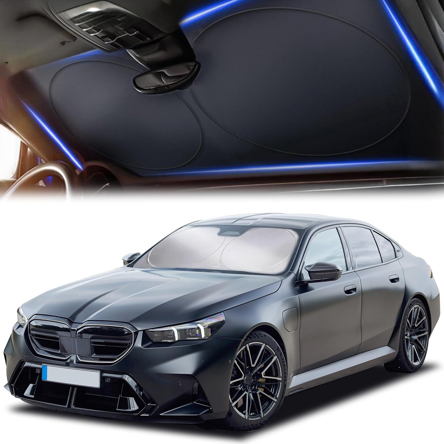 Thumbnail 6 de Foldable Car Windshield Sun Shade — 280T Thickened Reflective UV & Heat Shield (64" x 32"), Universal Fit