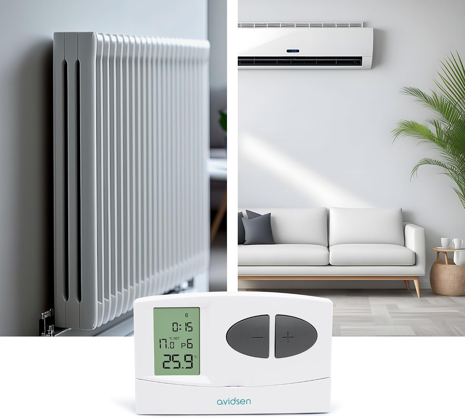 Detalle de Avidsen 103953 7 Giorni – cyfrowy termostat programowalny, biały