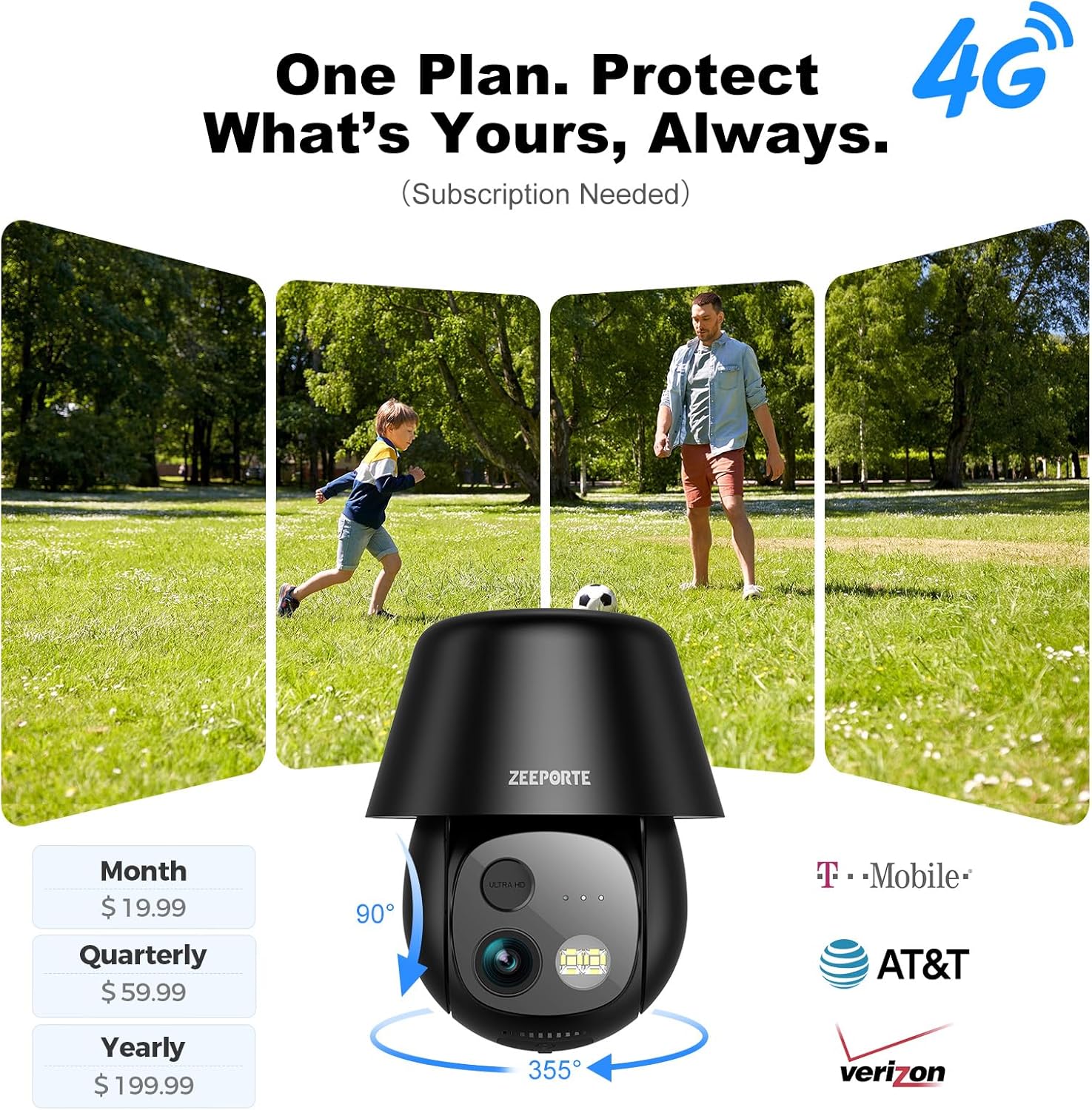 Detalle 1 de ZEEPORTE SECURITY MC 206G3-BIT 4G LTE Solar Camera, 2K, 360° Pan-Tilt