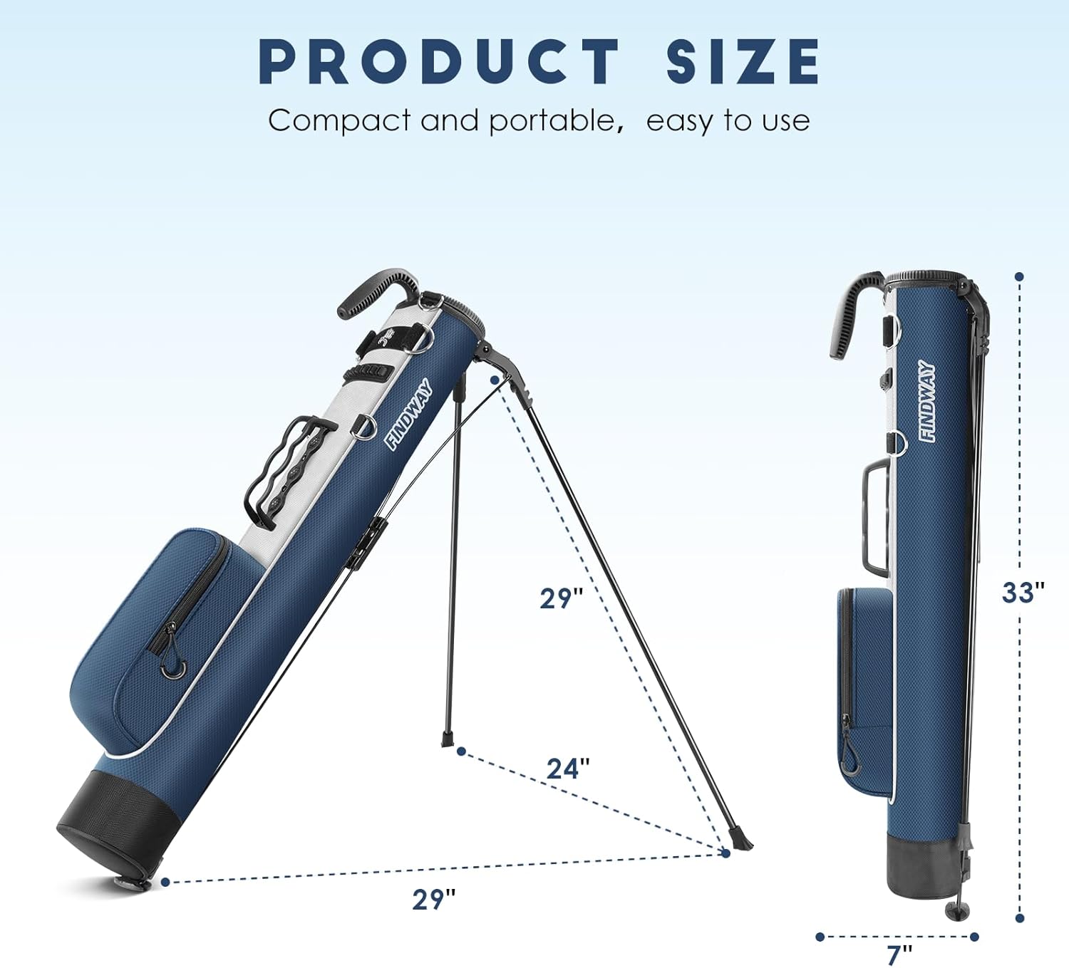 Thumbnail 1 de Findway Golf Stand Carry Bag with Strap — Lightweight, 31.5in Tall, Ideal for Driving Range and Par 3