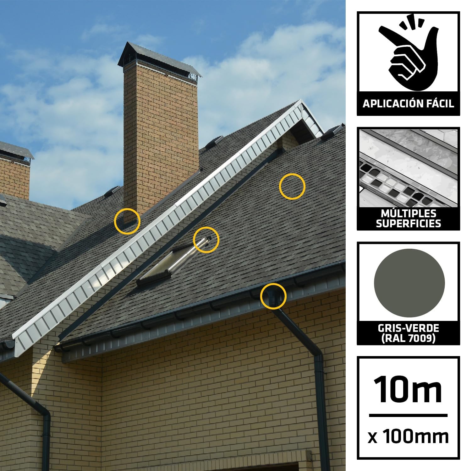 Detalle 2 de SIKA Multiseal: Cinta selladora bituminosa autoadhesiva, Gris 100 mm x 10 m