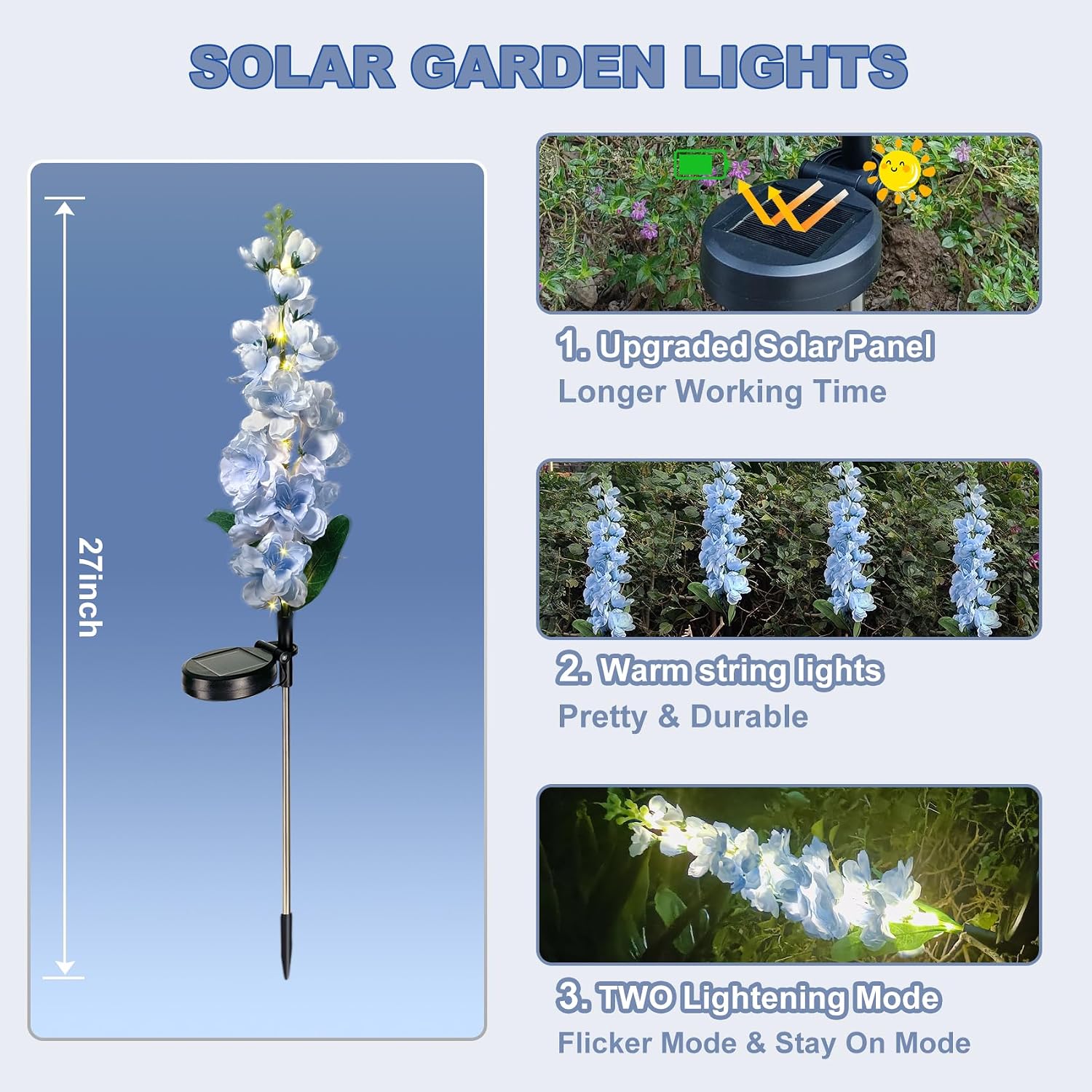 Detalle 2 de Solar flower garden lights 2 pack, 20 LEDs