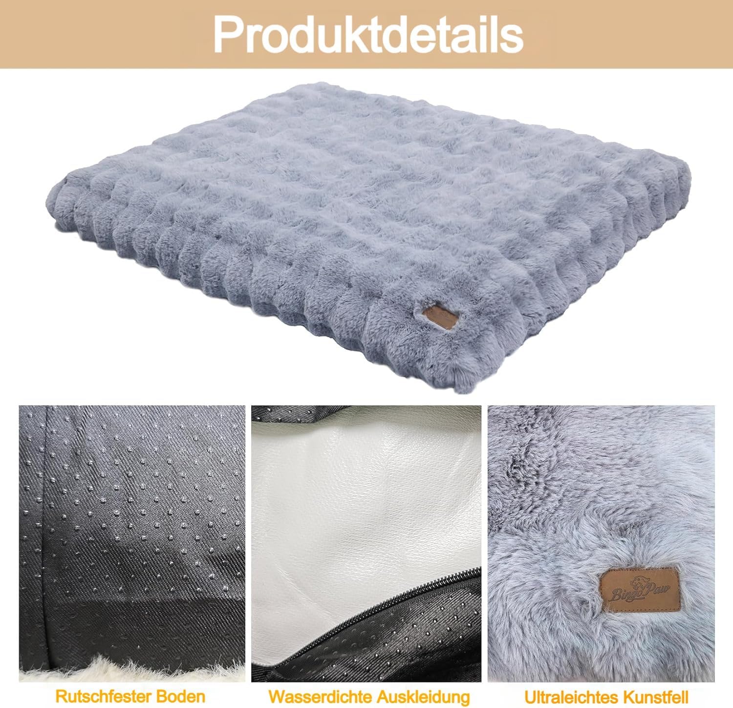 Detalle 1 de BingoPaw Hundebett 120x90x12 cm