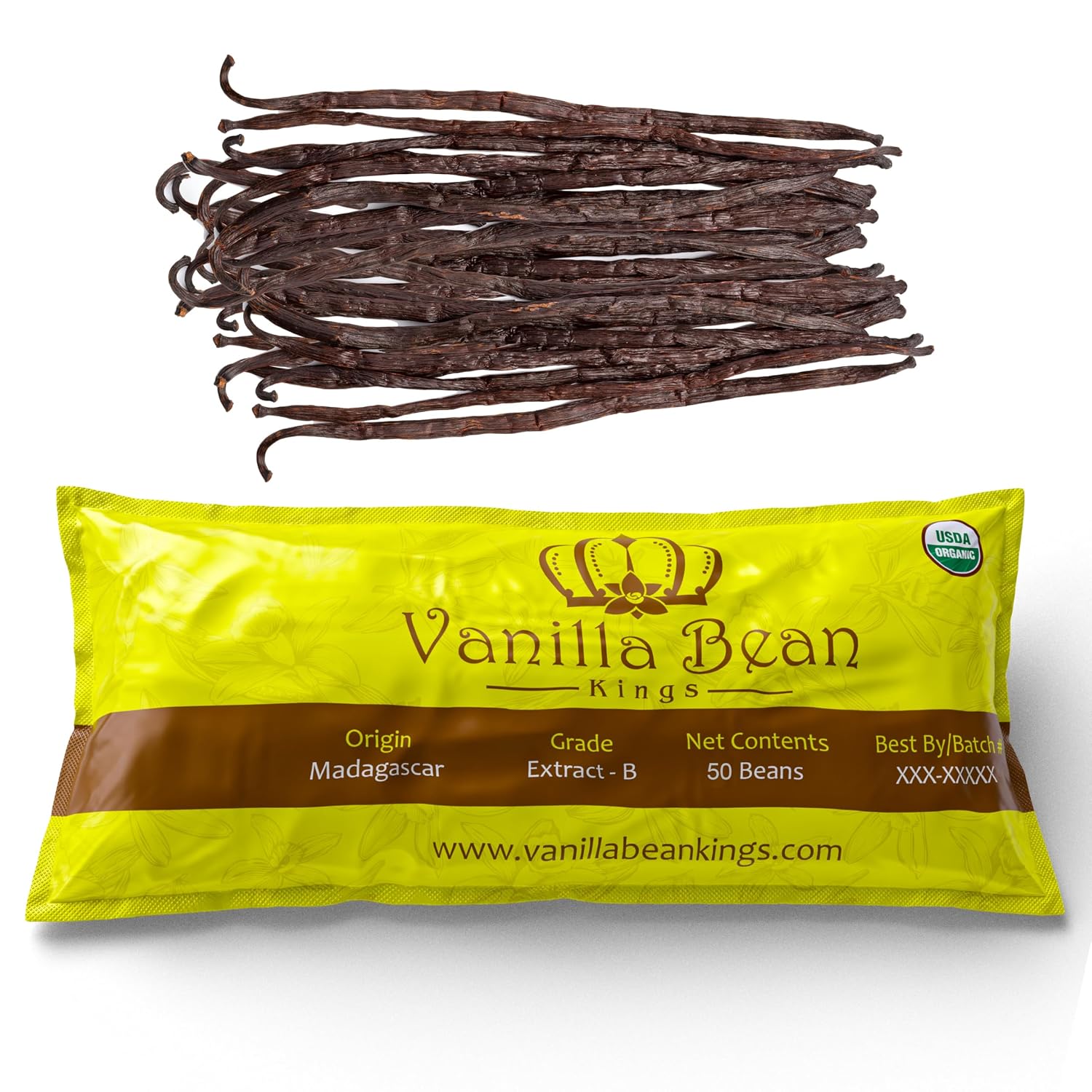 Detalle de Vanilla Bean Kings Organic Madagascar Vanilla Beans, Grade B Pods for Extract