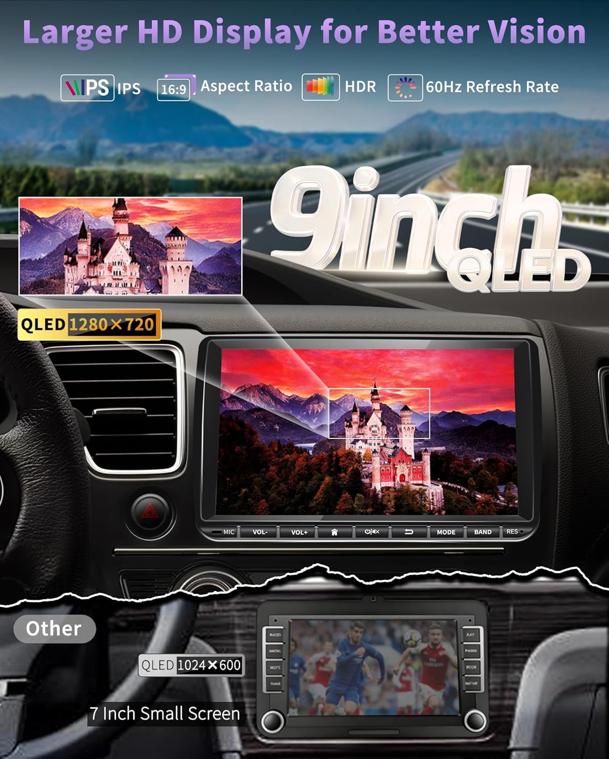Detalle de URVOLAX DAB+ Autoradio 9 Zoll Double DIN mit Wireless Apple CarPlay & Android Auto für VW/Skoda/Seat