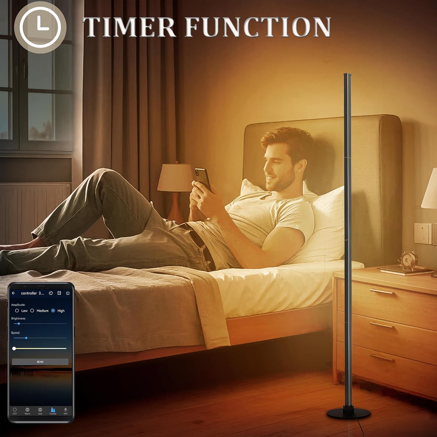 Thumbnail 5 de YOSION LED Modern Metal Floor Lamp: Colour Change, 1.6 m ⌁
