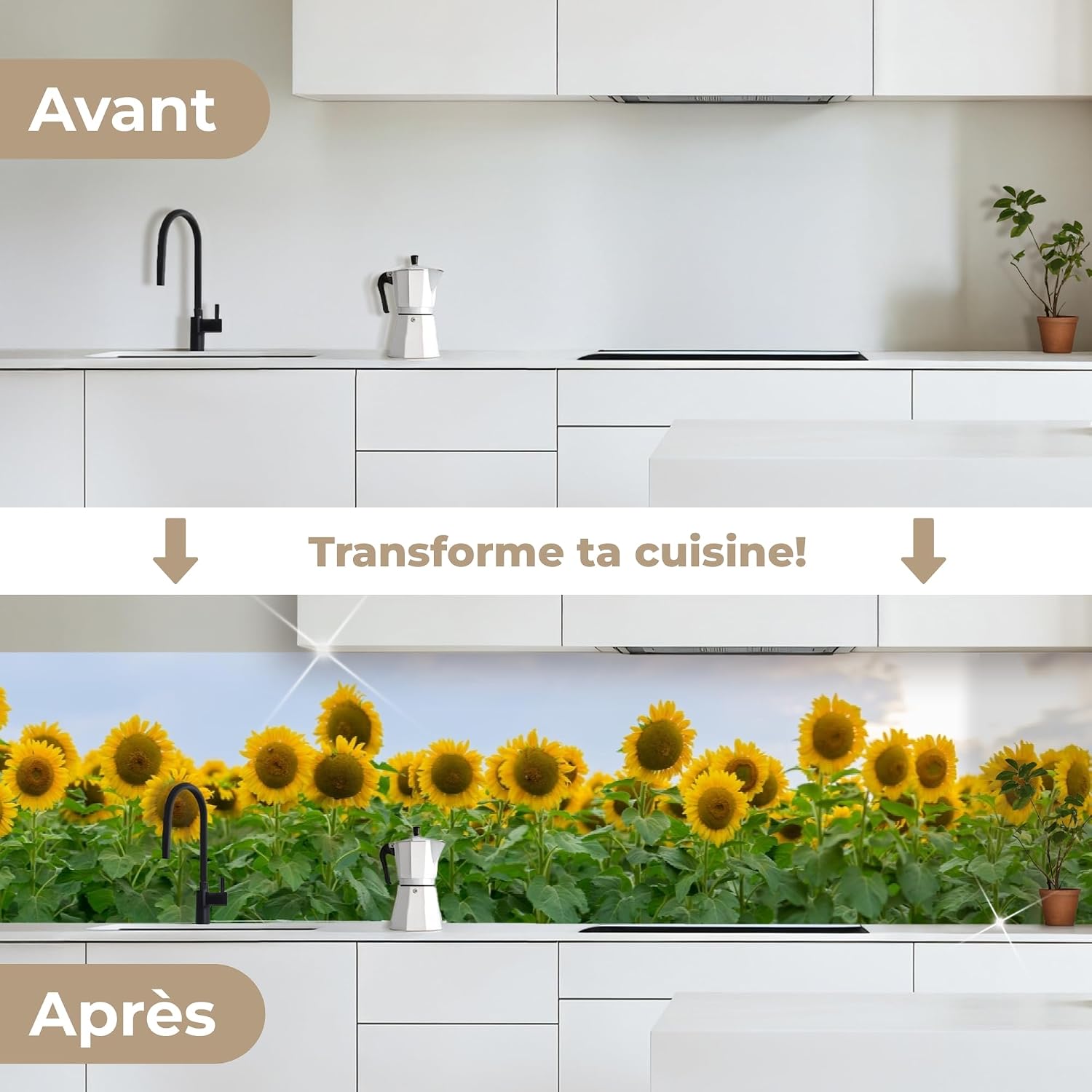 Thumbnail 2 de KitchenYeah zelfklevende spatwand 60 x 350 cm, hard plastic met zonnebloemen