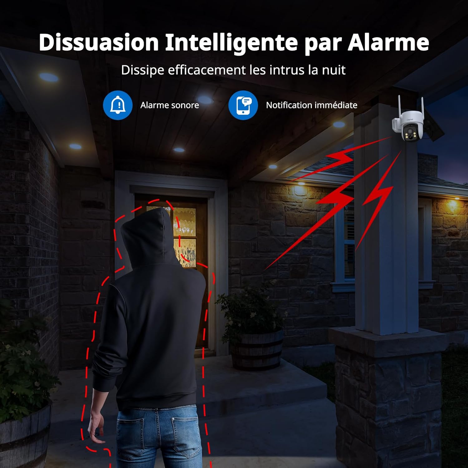 Thumbnail 3 de Caytail 2K Camera Surveillance Extérieure Sans Fil avec Panneau Solaire et Panoramique 360°