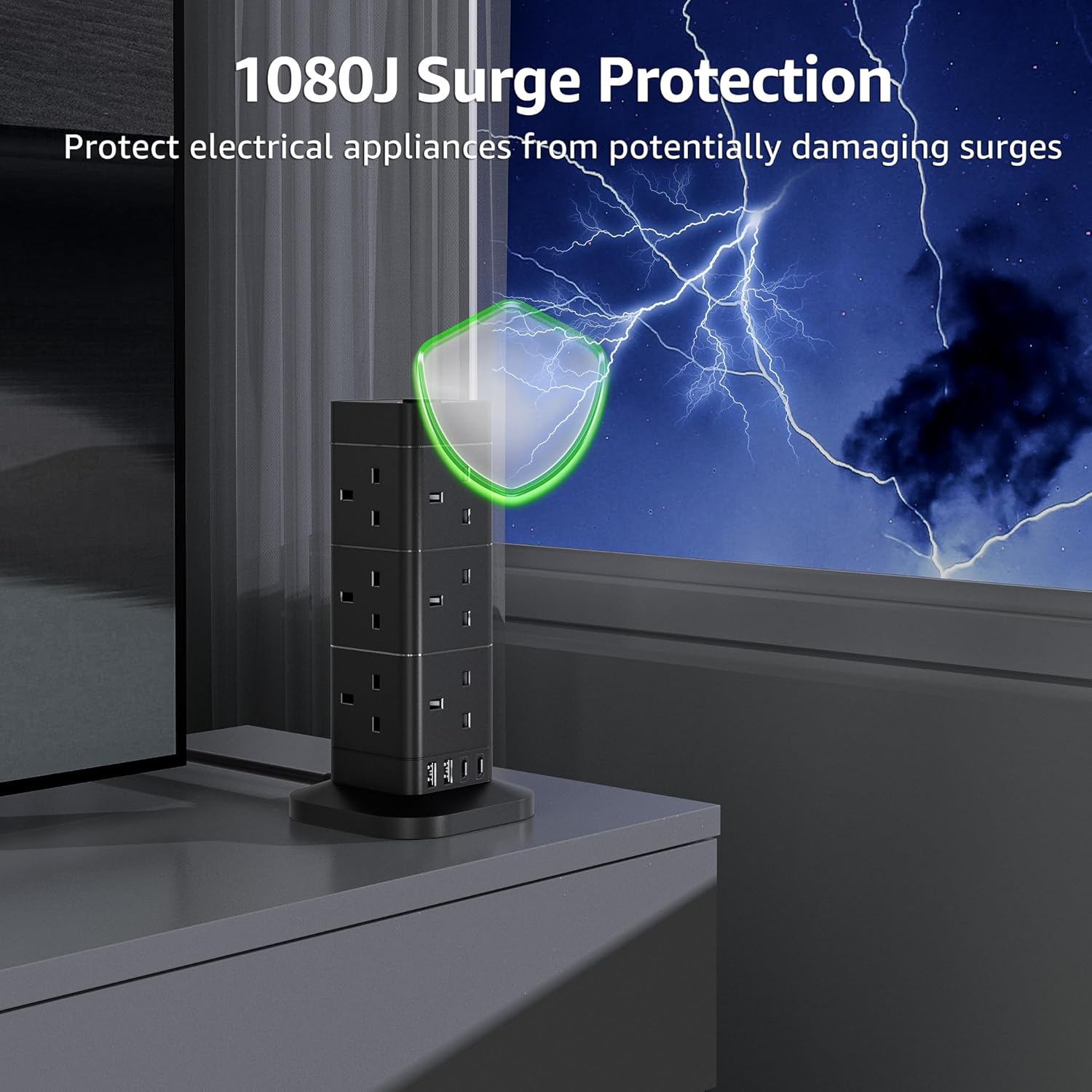 Thumbnail 2 de Hotimy 5M Tower Extension Lead with USB Slots