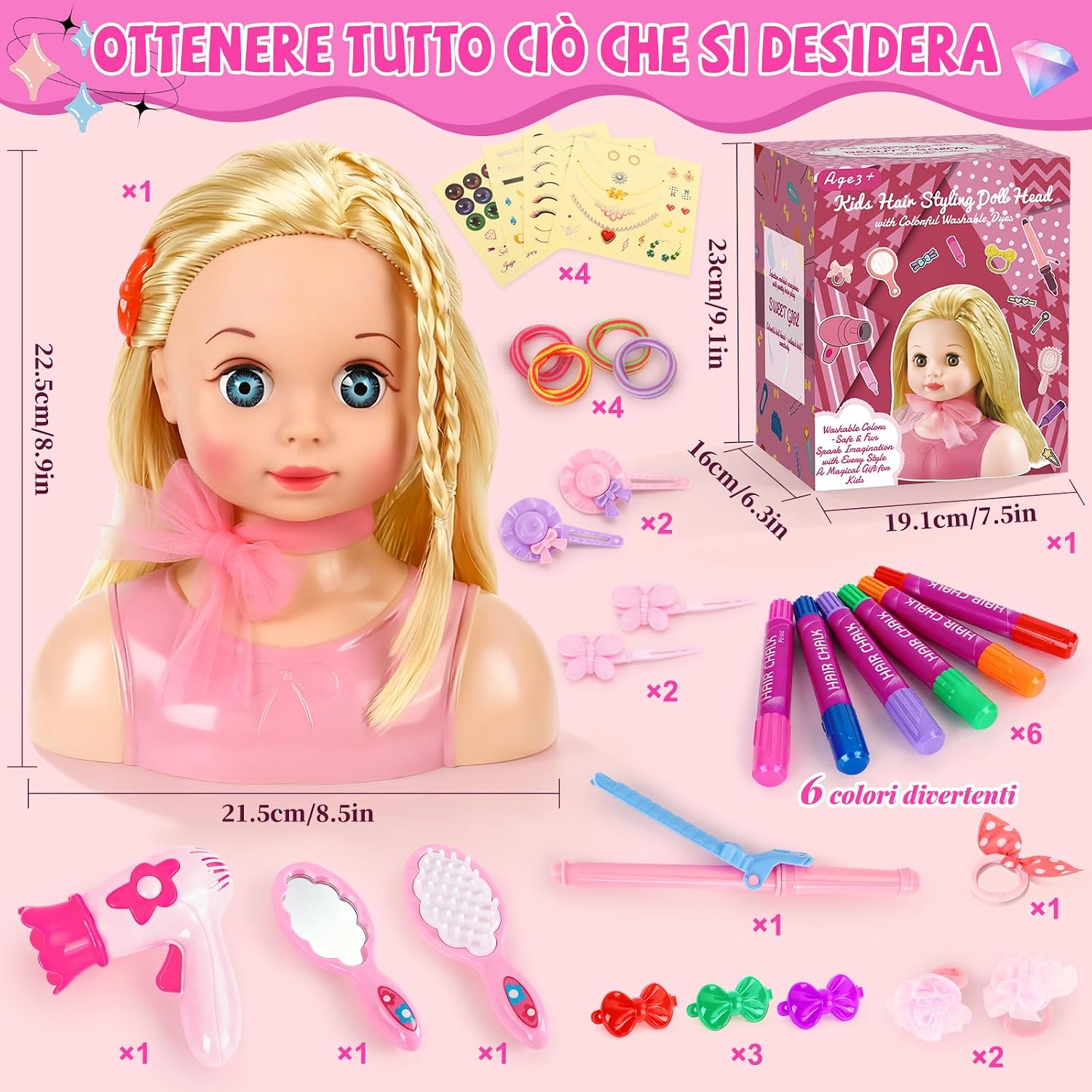 Detalle 2 de LumenVela Testa Bambola da Truccare per Bambine 4–8 anni 🪆