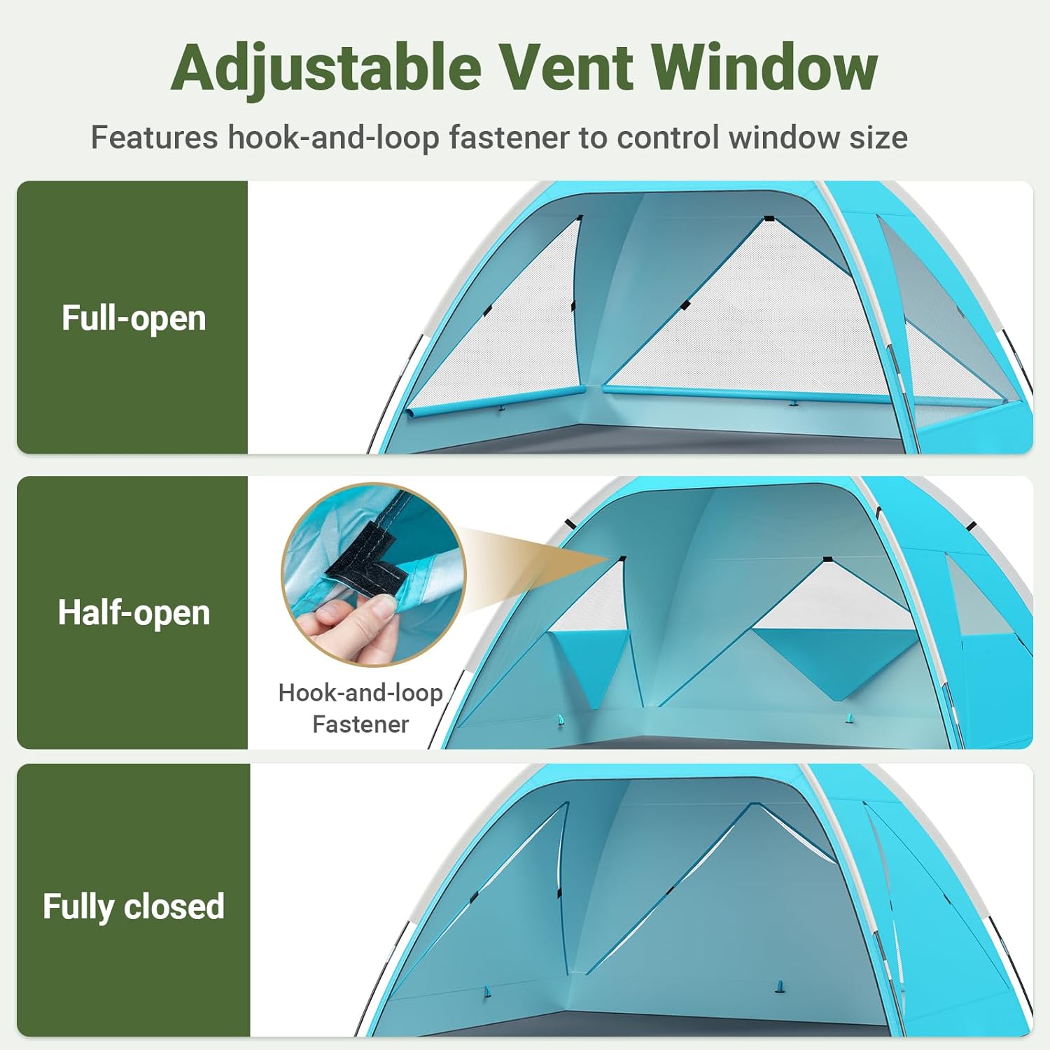 Detalle de Wolfwise Portable Beach Tent Sun Shelter (Large, 95" x 65" x 55"), UPF 50+ Shade with Extendable Privacy Floor