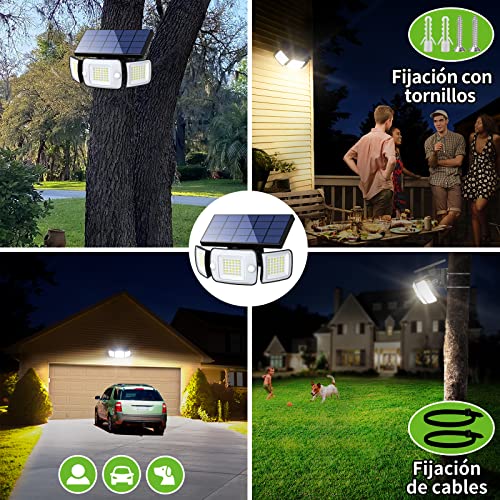 Detalle 2 de Intelamp Foco Solar Exterior con Sensor de Movimiento: 3 cabezales, 270° y doble PIR para iluminación eficiente