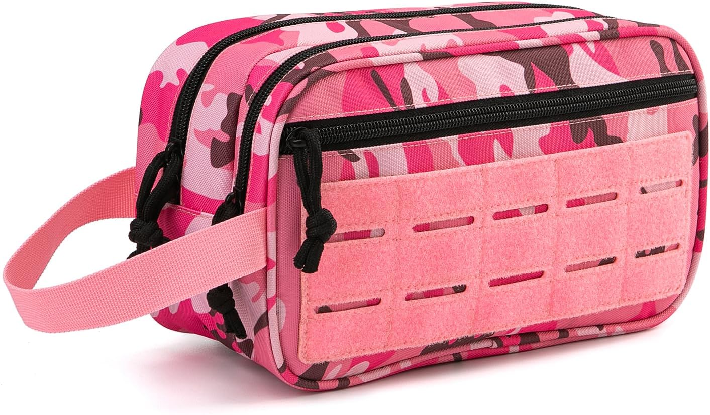 Detalle de QT&QY Sac de toilette tactique pour homme (26 x 11 x 15 cm) avec poches MOLLE
