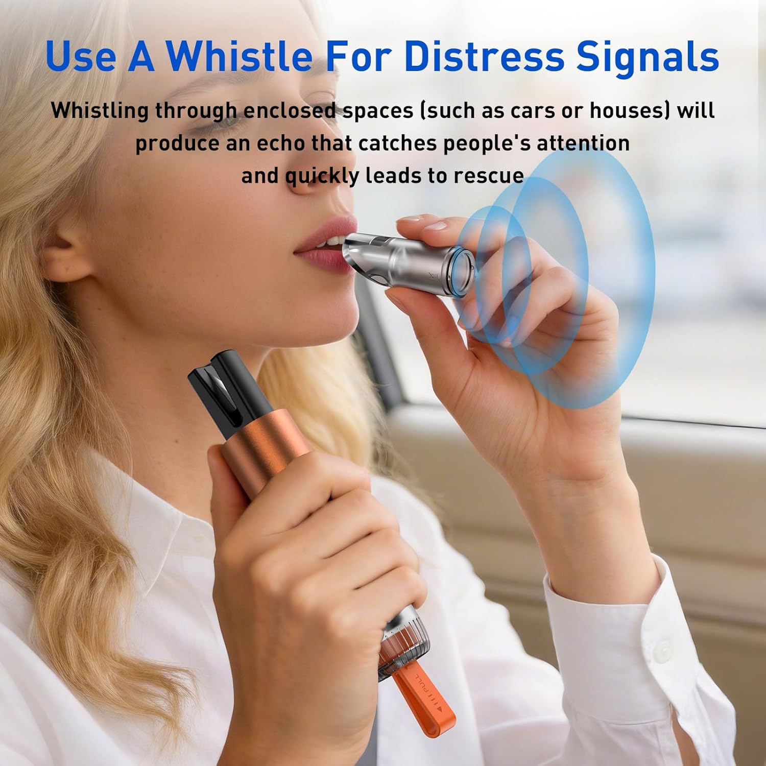 Detalle de 3-Pack 3-in-1 Car Safety Hammer, Seatbelt Cutter, Glass Breaker + Emergency Whistle