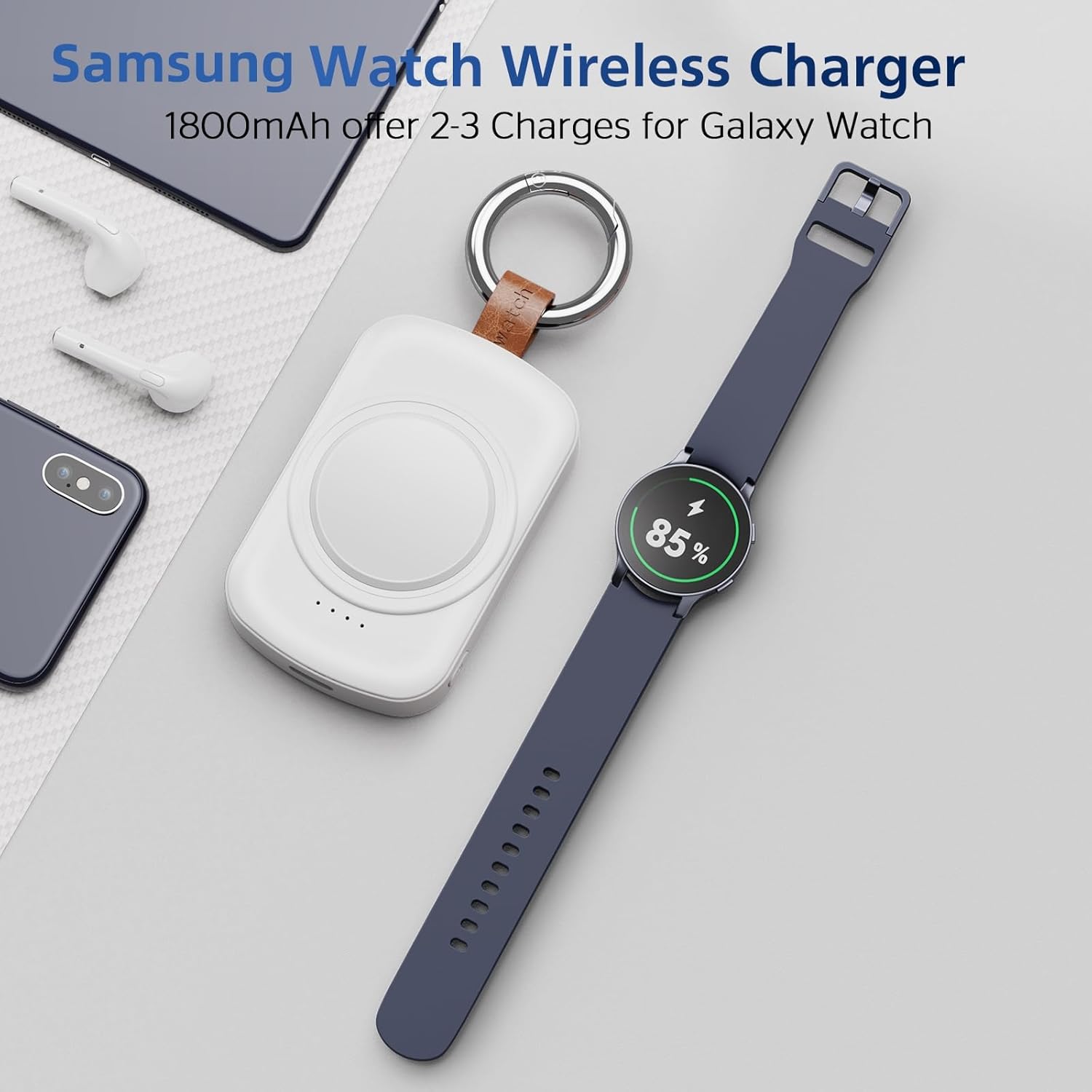 Thumbnail 5 de ACEQINGSE Caricatore portatile per Galaxy Watch 1800 mAh – compatibile con Galaxy Watch 8/8 Classic/7/Ultra/6/6 Classic/5/5 Pro/4/3, Active 2/1 (bianco)