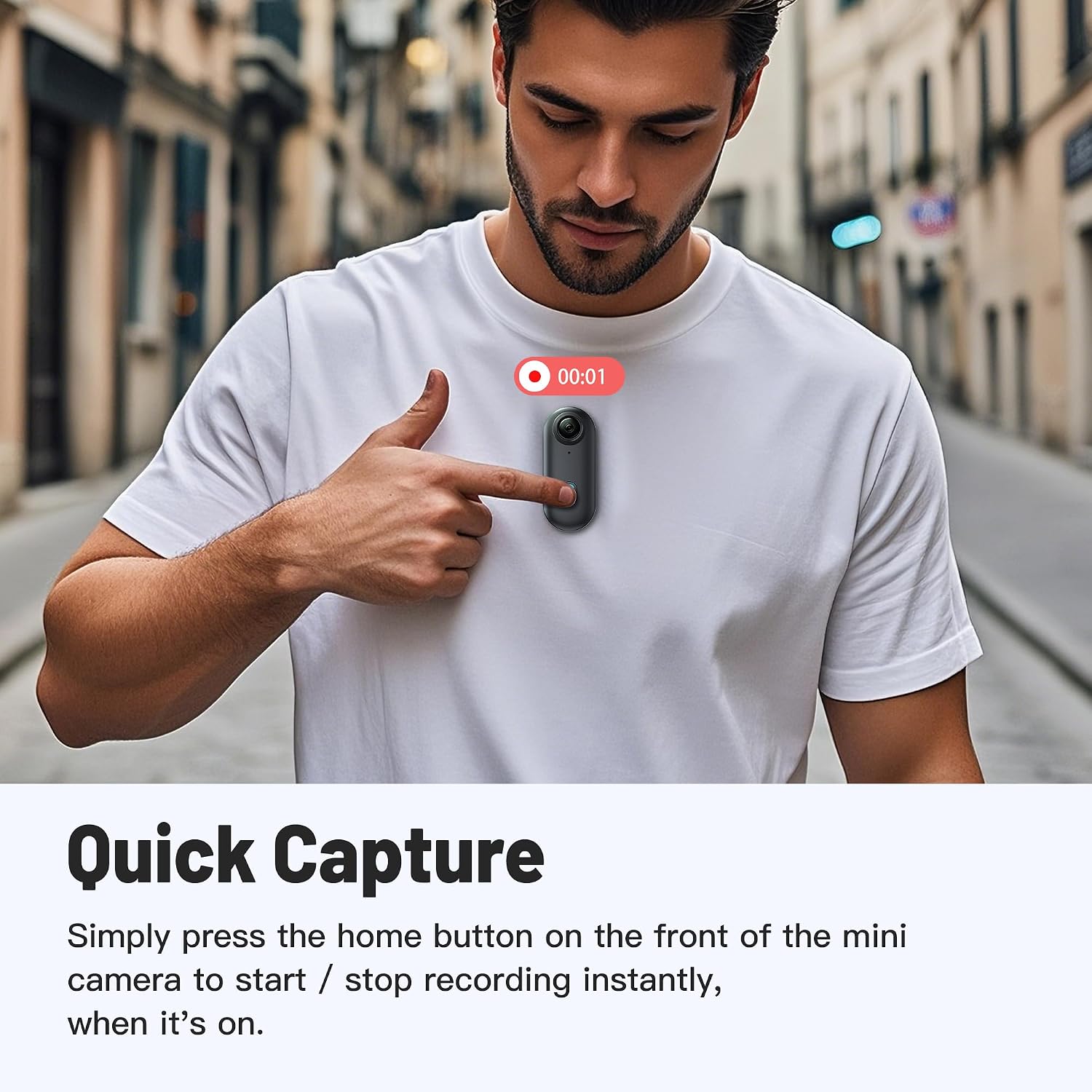 Detalle de Meoilkolnm 4K 128GB Mini Body Camera (Thumb Size) with Magnetic Pendant & 360° Clip, Black