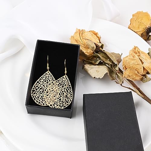 Thumbnail 6 de Weviway 14K Gold Plated Teardrop Dangle Earrings – Handmade Leaf Design