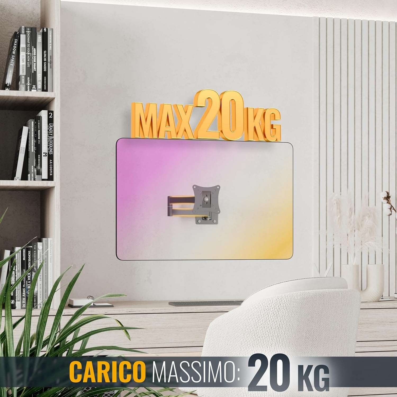 Thumbnail 4 de RICOO Supporto monitor a muro R02-11 girevole e inclinabile per schermi 13–29" con attacco VESA 100x100