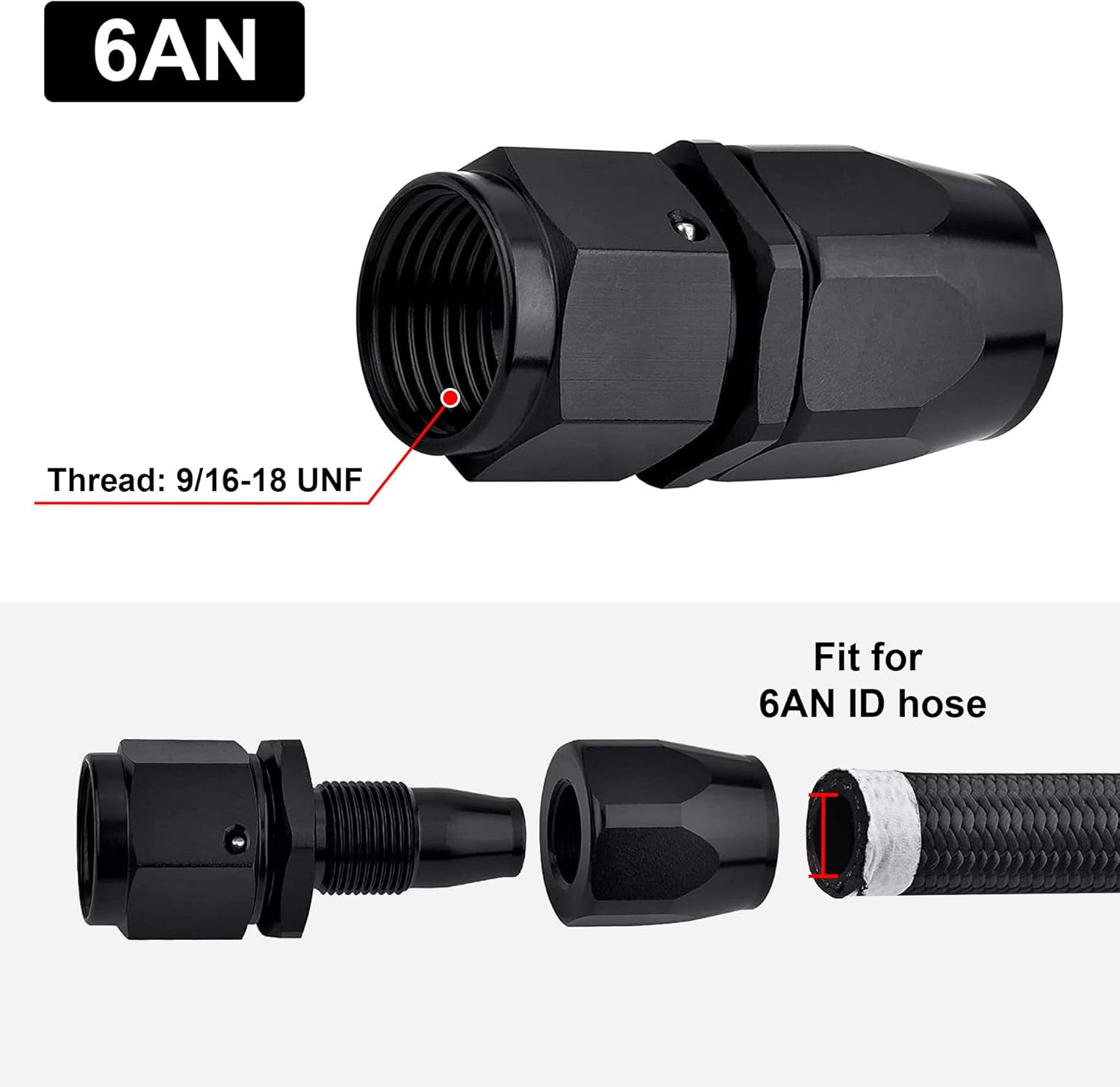 Detalle 2 de EVIL ENERGY 6AN Straight Hose End Fitting 2pcs
