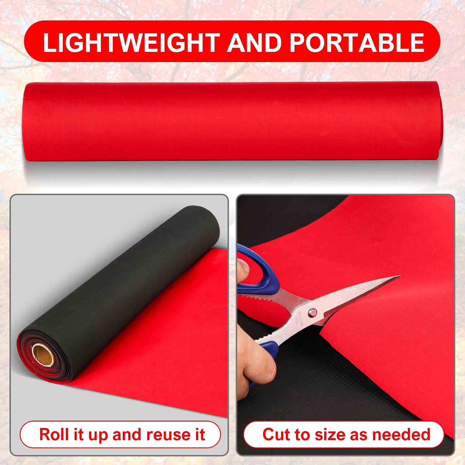 Detalle 2 de BTYCityMao Red Carpet Floor Runner, Reusable Rubber-Backed Indoor/Outdoor Rug