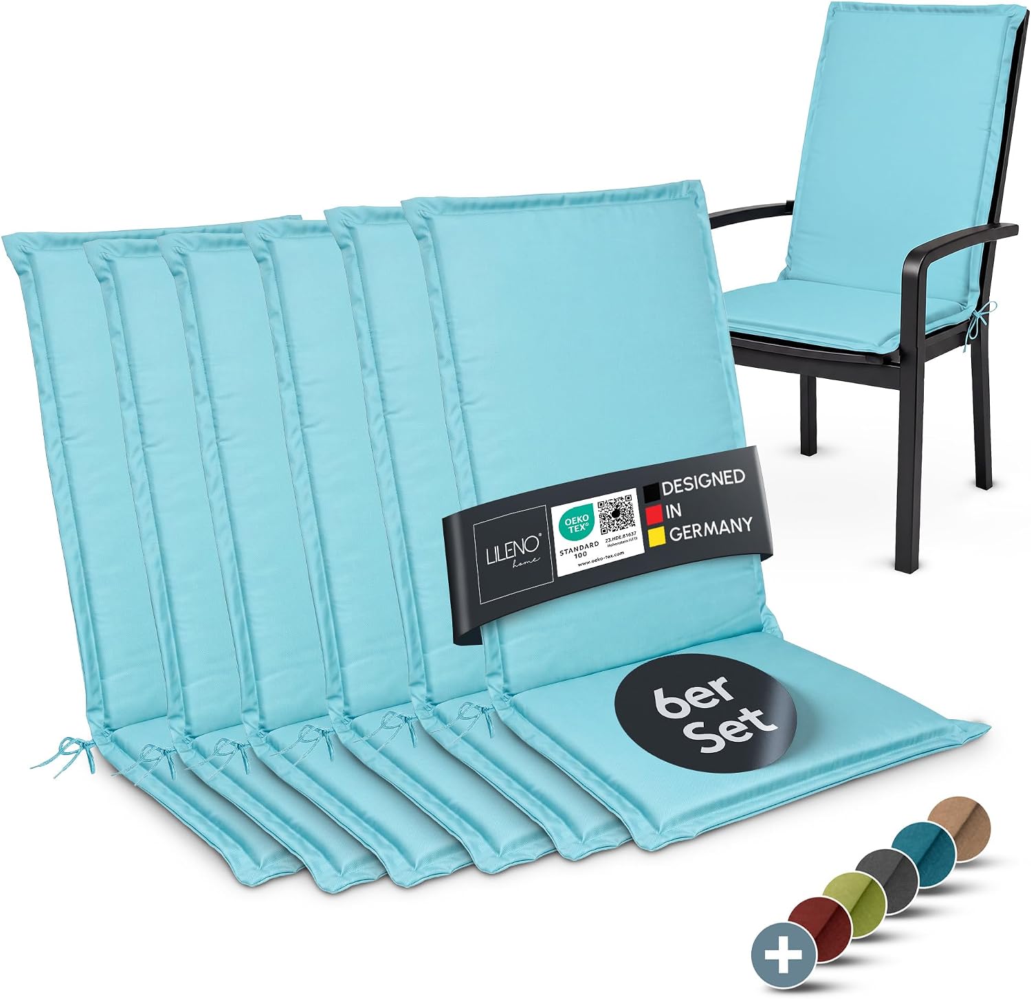 Thumbnail 6 de LILENO HOME Gartenstuhl Auflagen Hochlehner (2er Set) in Anthrazit – Sitzpolster für Gartenstühle und Klappstühle MIA