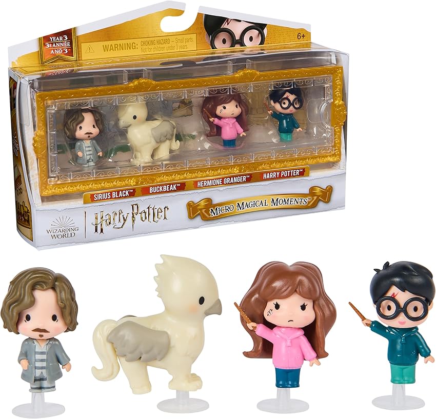 Detalle de Wizarding World Harry Potter Pack 3 Figuras y Caja de Exhibición 🧙