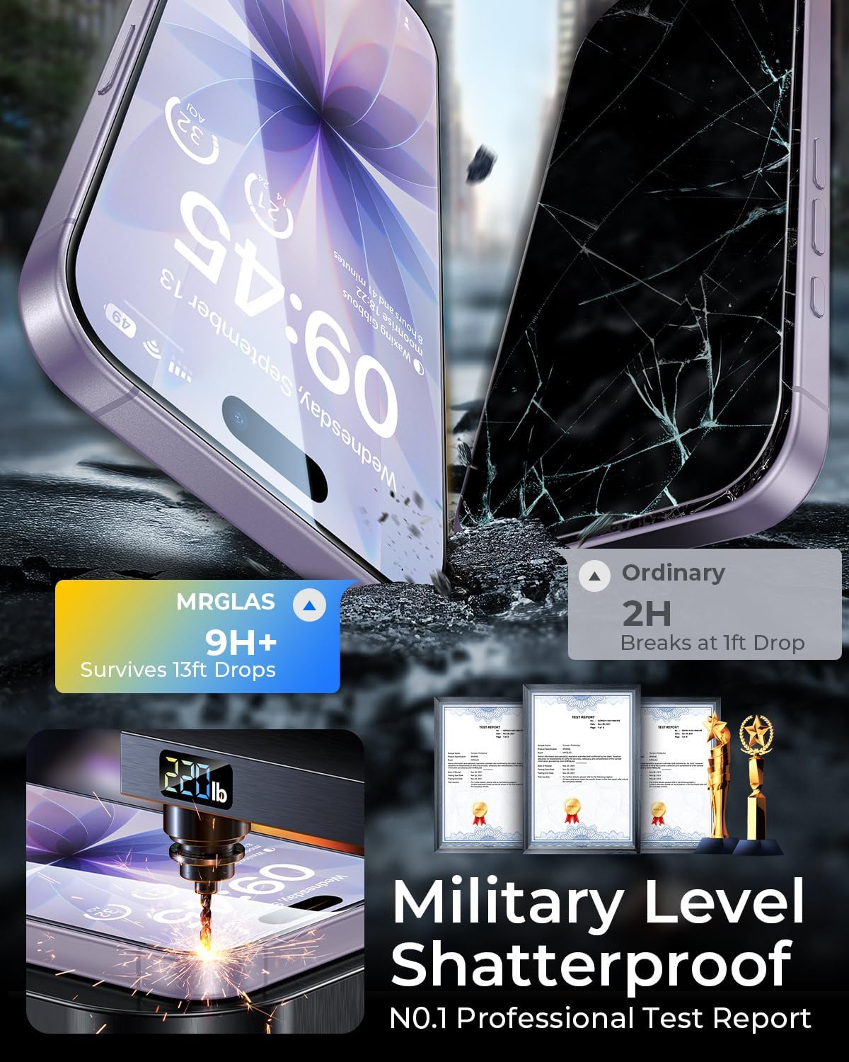 Detalle de MRGLAS MG-CTHD-04 iPhone 17 Screen Protector, 9H+ Glass, Auto-Dust Removal