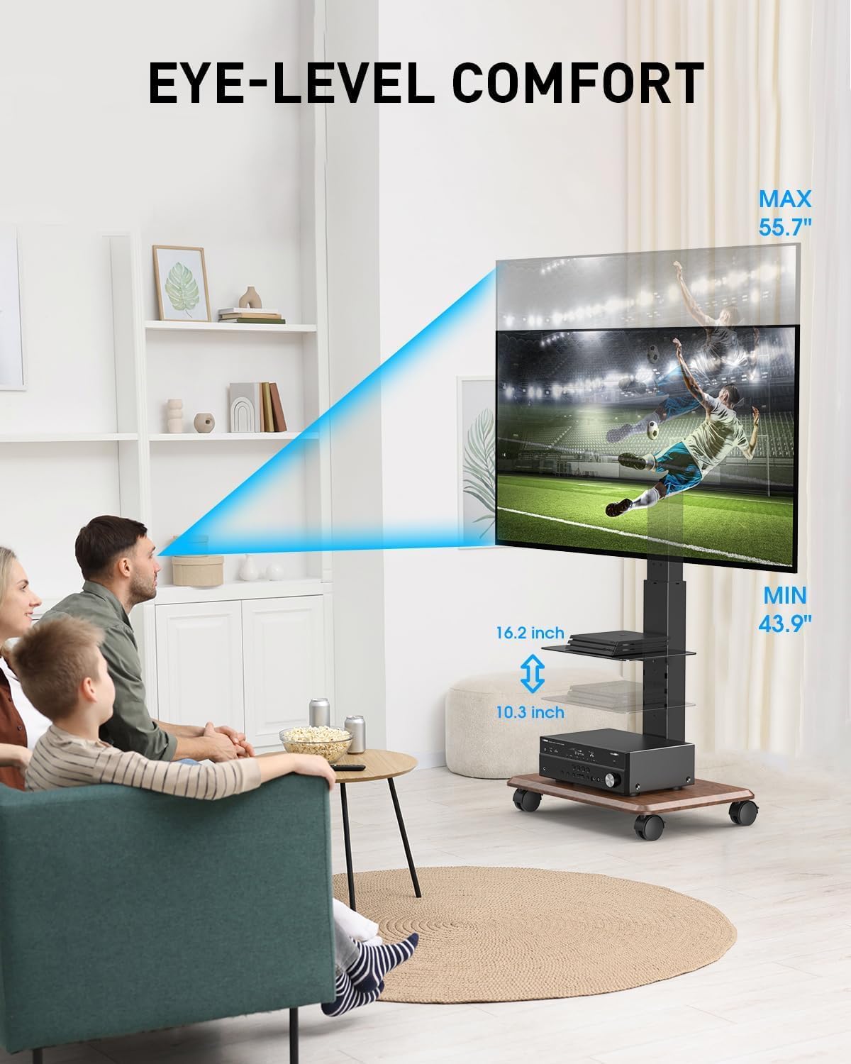 Detalle 2 de Xyndyx Rolling TV Stand, 32–75-Inch TVs