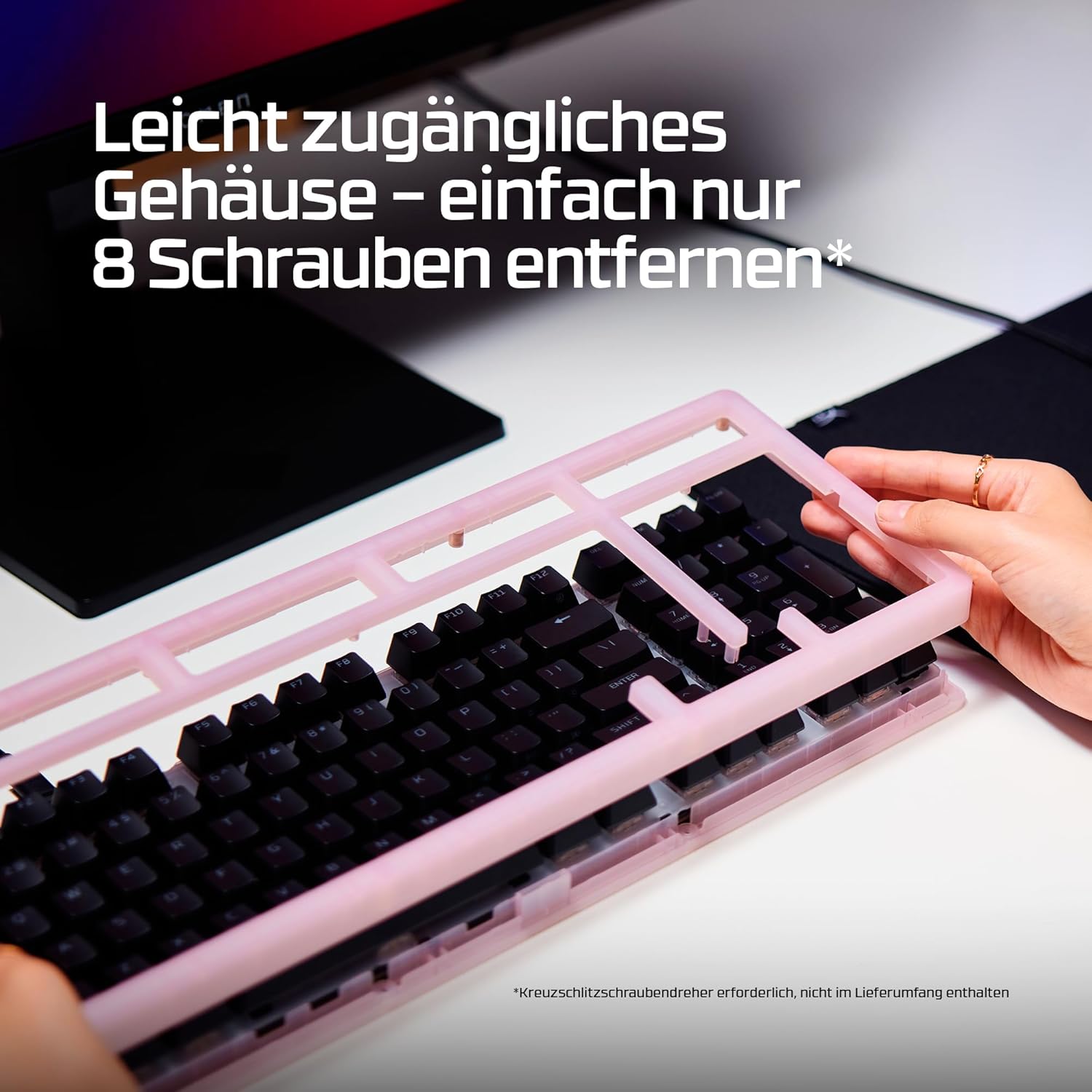 Detalle de HyperX Origins 2 1800 Gaming-Tastatur – mechanische, hot-swapbare Schalter, QWERTZ deutsch, 8K Polling, austauschbares Gehäuse